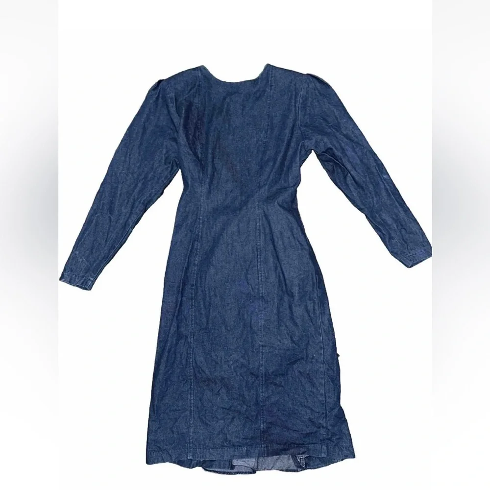 Vtg 80’s Size 8 Blue Jean Dress With Ruffles From Genuine Sport Dressing - Picture 3 of 8
